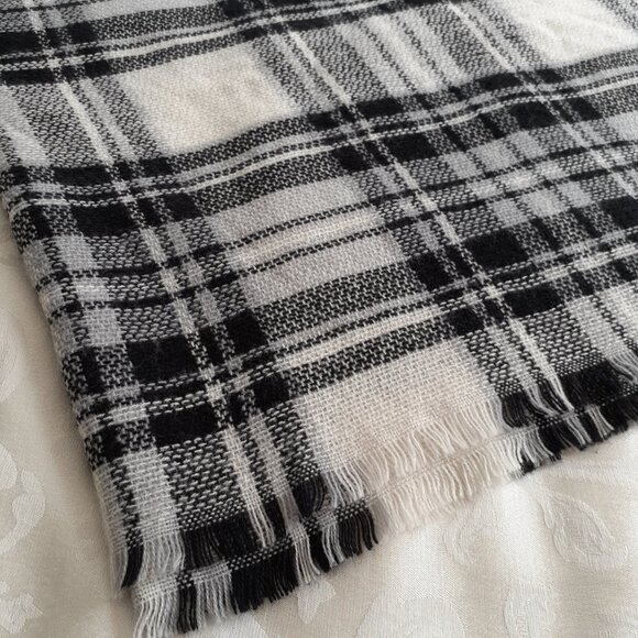 Heritage Print Blanket Scarf. Black White Oversized Plaid Scarf ModCloth Wrap - Picture 6 of 11